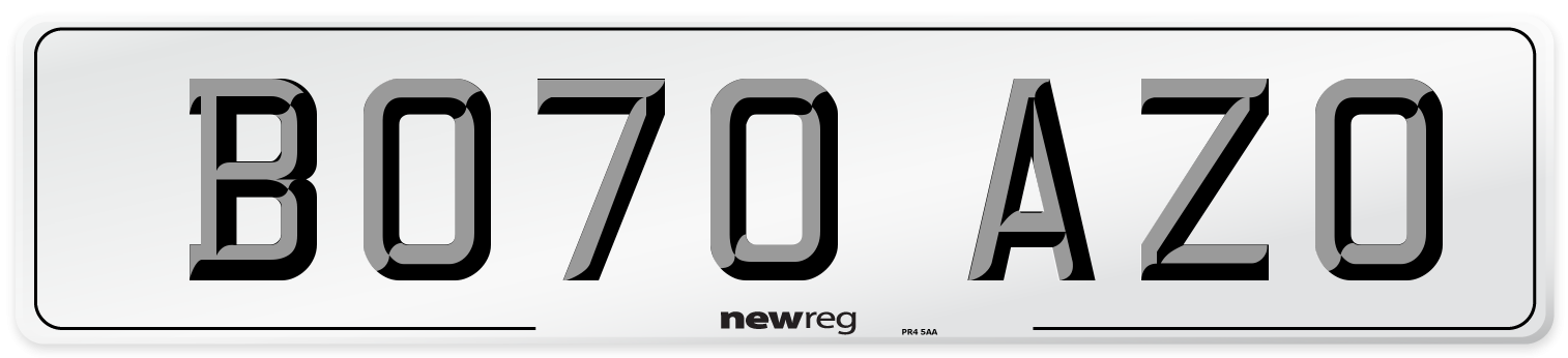 BO70 AZO Number Plate from New Reg